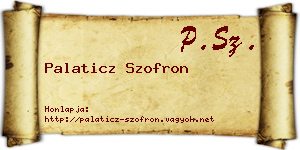 Palaticz Szofron névjegykártya